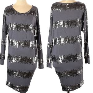 Josh Brody Long Sleeve Sequin Jersey Cocktail Party Dress